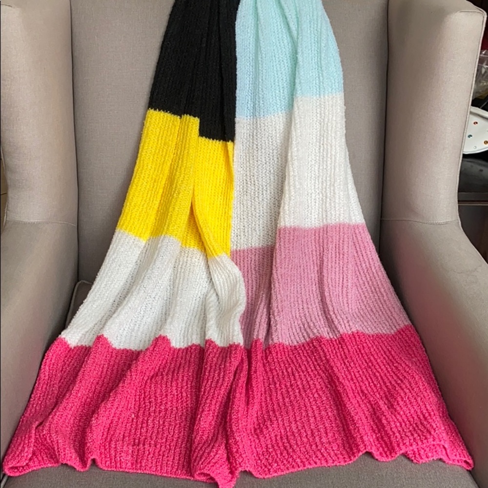 INC Twisted Knit Ribbed Colorblocked Muffler Scarf - Picture 3 of 6